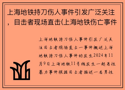 上海地铁持刀伤人事件引发广泛关注，目击者现场直击(上海地铁伤亡事件)