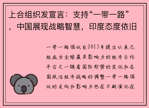 上合组织发宣言：支持“一带一路”，中国展现战略智慧，印度态度依旧保守